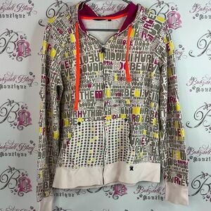 Hurley sweater vintage y2k writing logo neon accents Multicolor Graphic Hoodie